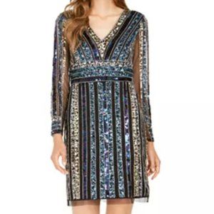 Adrianna Papell Striped Embellish Sheath Dress